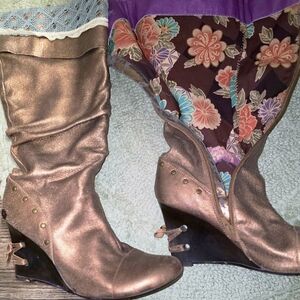 Kenzie Bronze Wedge Ankle Boots